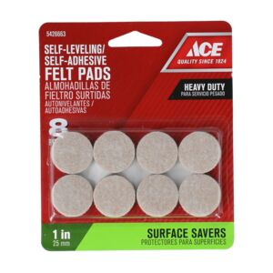 Ace 8-Piece Heavy Duty Self-Adhesive Round Felt Pads Brown 1inch